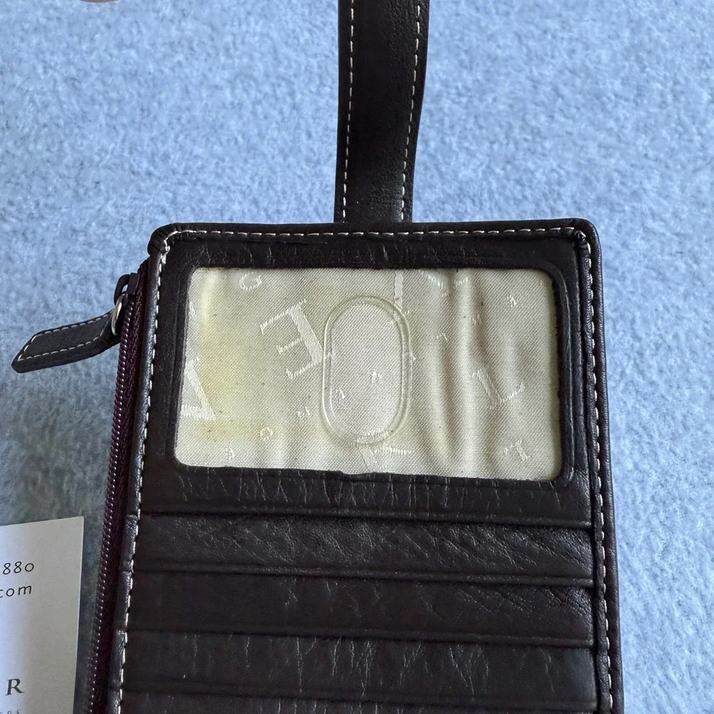 Levenger Black Leather BiFold‎ Wallet Card Holder Travel Organizer Monogram DLJ